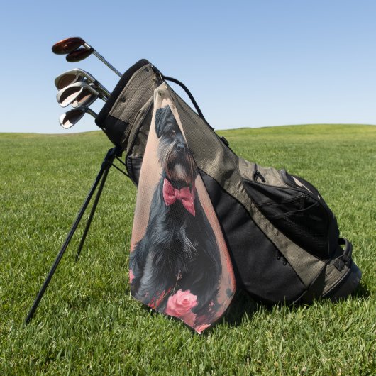 Serviette De Golf Affenpinscher avec des roses - Saint-Valentin (Vert)