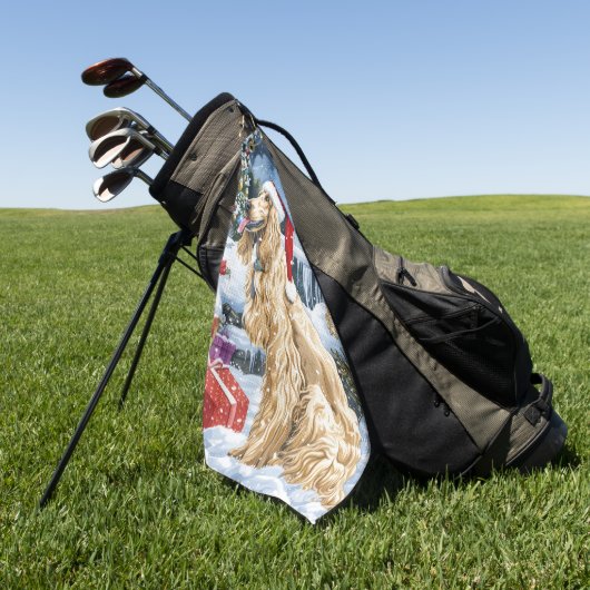 Serviette De Golf Afghan Hound Dog Winter Wonderland Noël Joie (Vert)