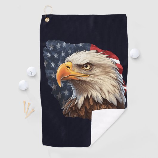 Serviette De Golf Aigle à drapeau américain (En situation)