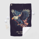 Serviette De Golf Aigle américain texte personnalisé (En situation)