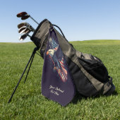 Serviette De Golf Aigle américain texte personnalisé (Vert)