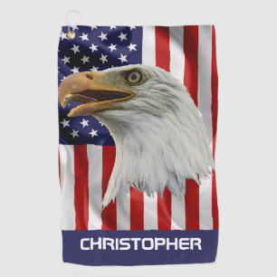 Serviette De Golf Aigle Vigilant, Drapeau Américain, Patriotique