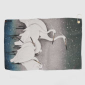 Serviette De Golf Aigrettes japonaises Grues Koson Neige d'hiver (Horizontal)