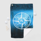 Serviette De Golf Aiguille de compas monogramme brouillard dans la f (En situation)