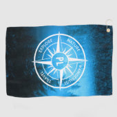 Serviette De Golf Aiguille de compas monogramme brouillard dans la f (Horizontal)