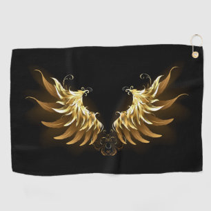 Serviette De Golf Ailes d'Ange d'or sur arrière - plan noir
