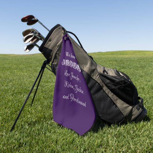 Serviette De Golf AIMEZ-VOUS MUMMMMMY Script Moderne Enfants Noms mi (Vert)