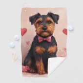 Serviette De Golf Airedale avec des Roses - Saint-Valentin (En situation)