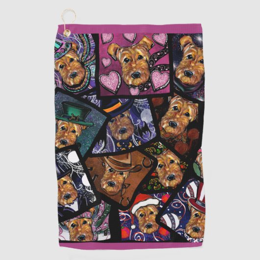 SERVIETTE DE GOLF AIREDALE TERRIER (Devant)