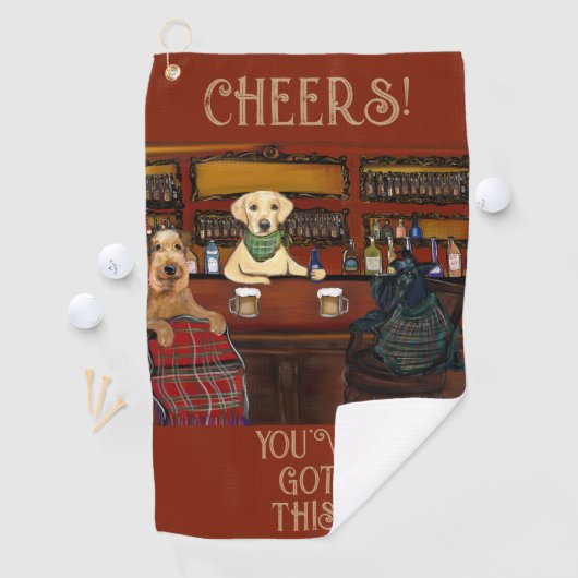 SERVIETTE DE GOLF AIREDALE TERRIER & AMIS (En situation)