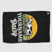 Serviette De Golf AJOUTER NOM Sunset Ferme laitière Pâturage Holstei (Horizontal)
