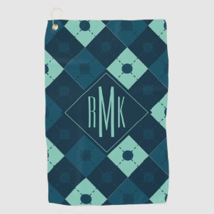 Serviette De Golf Ajouter votre monogramme   Motif Jacquard bleu et 