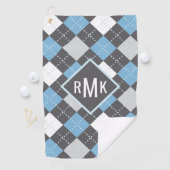 Serviette De Golf Ajouter votre monogramme | Motif Jacquard bleu et  (En situation)