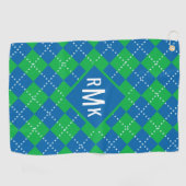 Serviette De Golf Ajouter votre monogramme | Motif Jacquard vert et (Horizontal)
