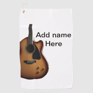 Serviette De Golf Ajouter votre nom texte brun acoustique guitare éd