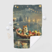 Serviette De Golf Akita Christmas Festive Voyage (En situation)