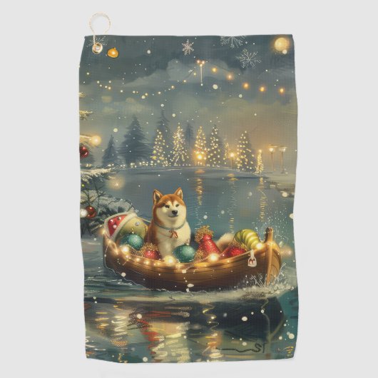 Serviette De Golf Akita Christmas Festive Voyage (Devant)