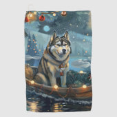 Serviette De Golf Alaskan Malamute Noël Festive Voyage (Devant)