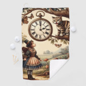 Serviette De Golf Alice & Cheshire Cat: Whimsical Wonderland Fantasy (En situation)