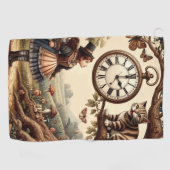 Serviette De Golf Alice & Cheshire Cat: Whimsical Wonderland Fantasy (Horizontal)