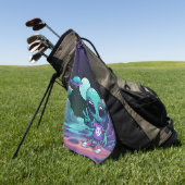 Serviette De Golf Alien de paix mignon et vaisseau spatial (Vert)