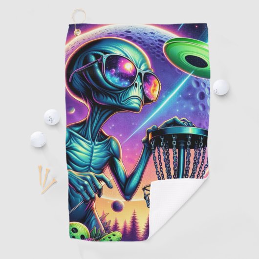 Serviette De Golf Alien Disk Golf (En situation)