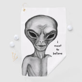 Serviette De Golf Alien gris, je veux croire (En situation)