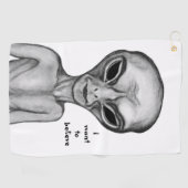 Serviette De Golf Alien gris, je veux croire (Horizontal)