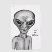 Serviette De Golf Alien gris, je veux croire (Devant)