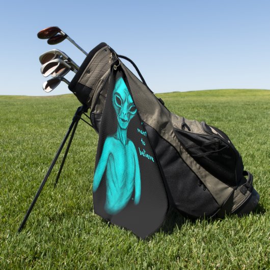 Serviette De Golf Alien gris, je veux croire (Vert)