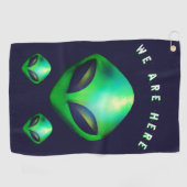 Serviette De Golf Alien Heads "We Are Here"  (Horizontal)
