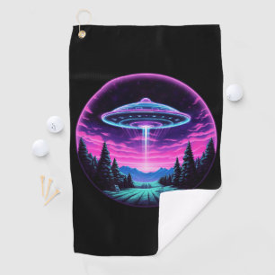 Serviette De Golf Alien vaisseau spatial rétro futuriste