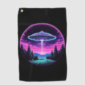 Serviette De Golf Alien vaisseau spatial rétro futuriste (Devant)