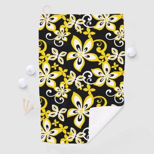 SERVIETTE DE GOLF ALOHA HAWAII (NOIR/JAUNE) (En situation)