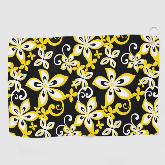 SERVIETTE DE GOLF ALOHA HAWAII (NOIR/JAUNE) (Horizontal)