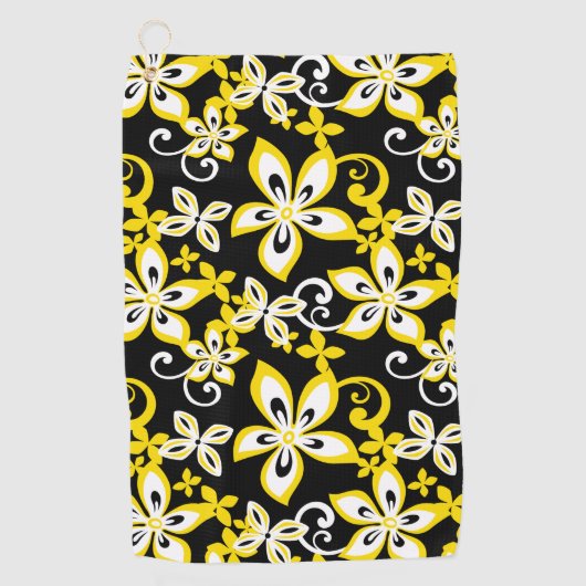 SERVIETTE DE GOLF ALOHA HAWAII (NOIR/JAUNE) (Devant)