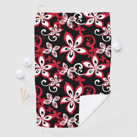 serviette de golf ALOHA HAWAII (NOIR/ROUGE) (En situation)