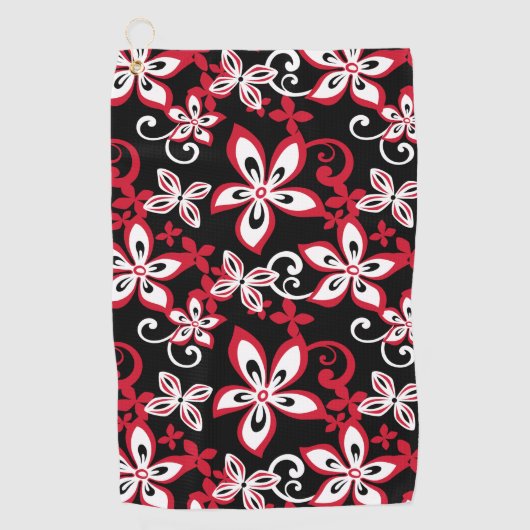 serviette de golf ALOHA HAWAII (NOIR/ROUGE) (Devant)