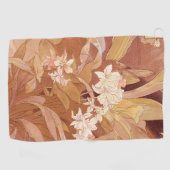 Serviette De Golf Alphonse Mucha Art Nouveau Détail floral (Horizontal)