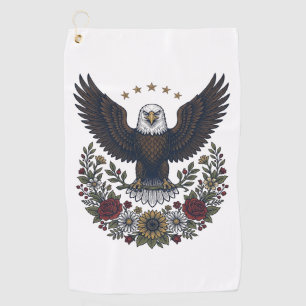 Serviette De Golf Amateur de vin rouge et bleu patriotique