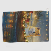Serviette De Golf American Akita Christmas Festive Voyage (Horizontal)
