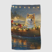 Serviette De Golf American Akita Christmas Festive Voyage (Devant)