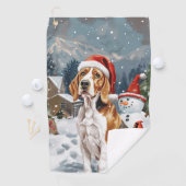 Serviette De Golf American English Foxhound Chien hiver Noël Joie (En situation)