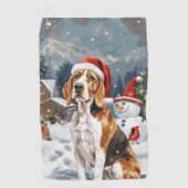 Serviette De Golf American English Foxhound Chien hiver Noël Joie (Devant)