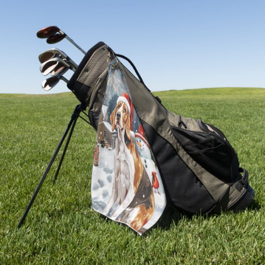 Serviette De Golf American English Foxhound Chien hiver Noël Joie (Vert)