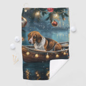Serviette De Golf American English Foxhound Christmas Festive Voyage (En situation)