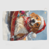 Serviette De Golf American English Foxhound dans Sledge Christmas (Horizontal)