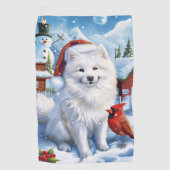 Serviette De Golf American Eskimo Dog Winter Wonderland Noël (Devant)
