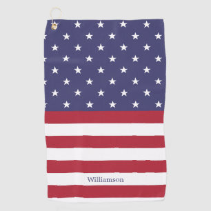 Serviette De Golf American Flag USA Patriotic Stars Stripes Nom
