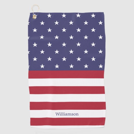 Serviette De Golf American Flag USA Patriotic Stars Stripes Nom (Devant)